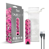 Prints Charming Buzzed Higher Power Blazing Beauty Pink Rechargeable Bullet Vibrator with USB Cable and Drawstring Storage Bag BULLETS
